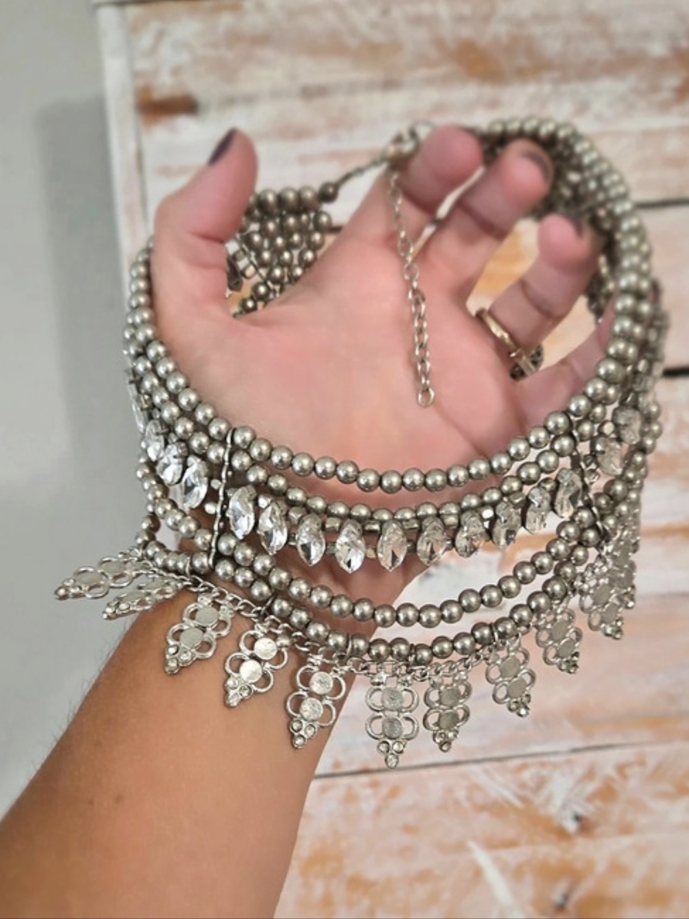 Pebby Forevee Silver-Tone Statement Necklace Like New